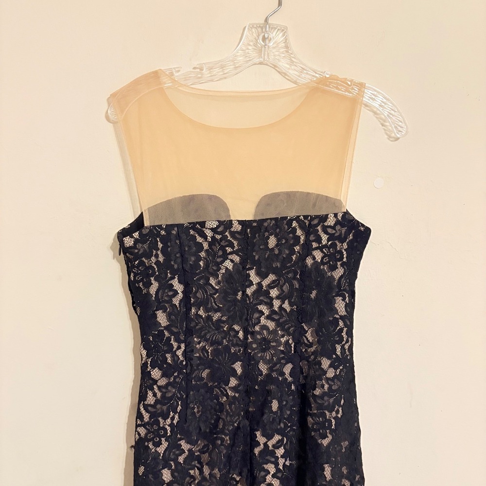 Bailey 44 Vivian Black Lace Illusion Neckline Sheath Dress Sleeveless Cocktail 6 - Picture 7 of 16